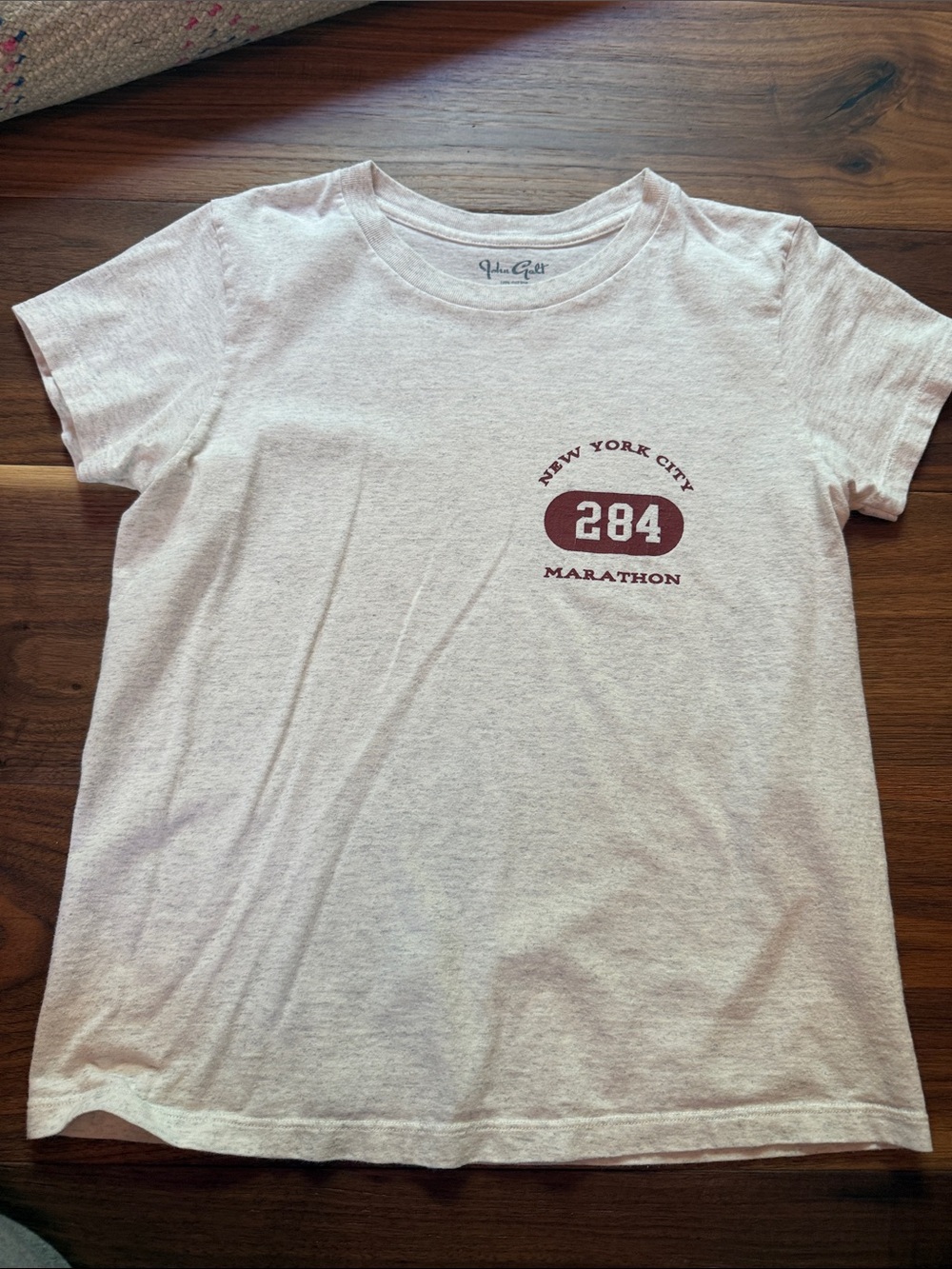Brandy Melville Cream Tee with Maroon NYC Marathon Graphic